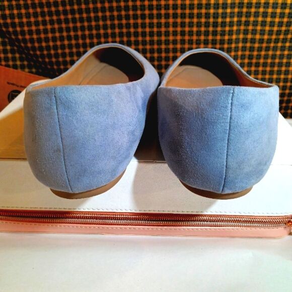 Blue Vegan Suede Pointed Toe Flats sz 7 - Picture 3 of 4